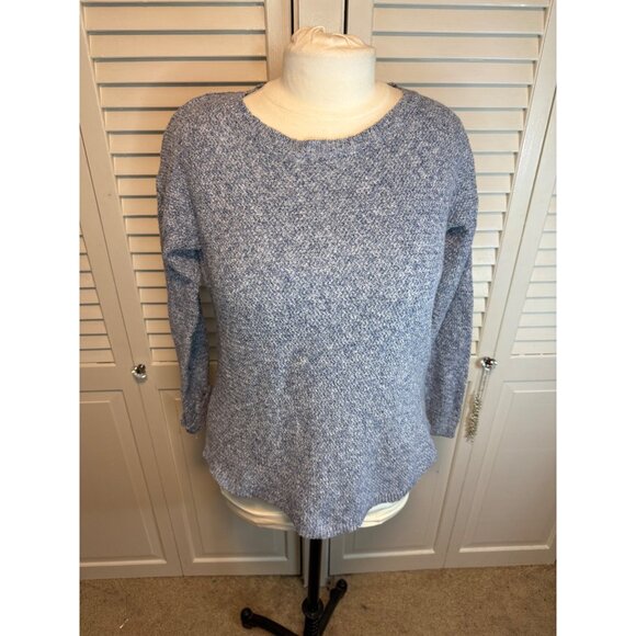 FAT FACE WOMENS CREW NECK JUMPER MARLED BLUE COTTON BLEND PULLOVER SWEATER - Picture 1 of 7
